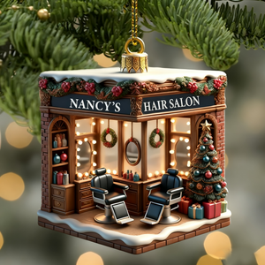 Personalized Custom Name Hair Salon Ornament, Hair Salon Christmas Decoration