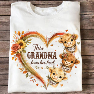 Personalized "Grandma's Herd" Highland Cow T-Shirt – Cozy Gift For Grandma