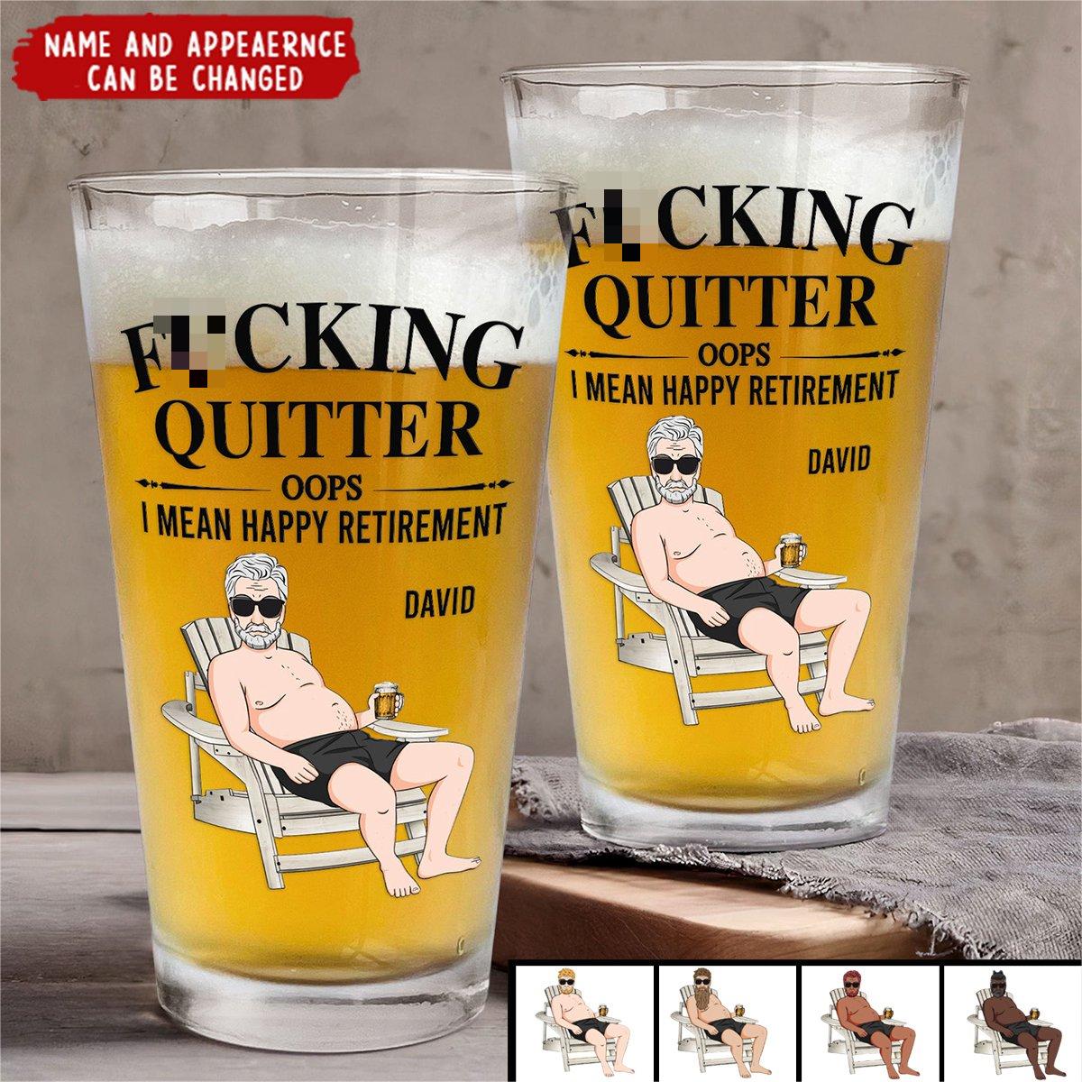 I Mean Happy Retirement-Personalized Beer Glass-Father's Day Gift