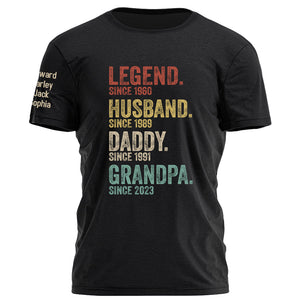 Personalized Shirt With Design On Sleeve Birthday Gift For Dad, Grandpa