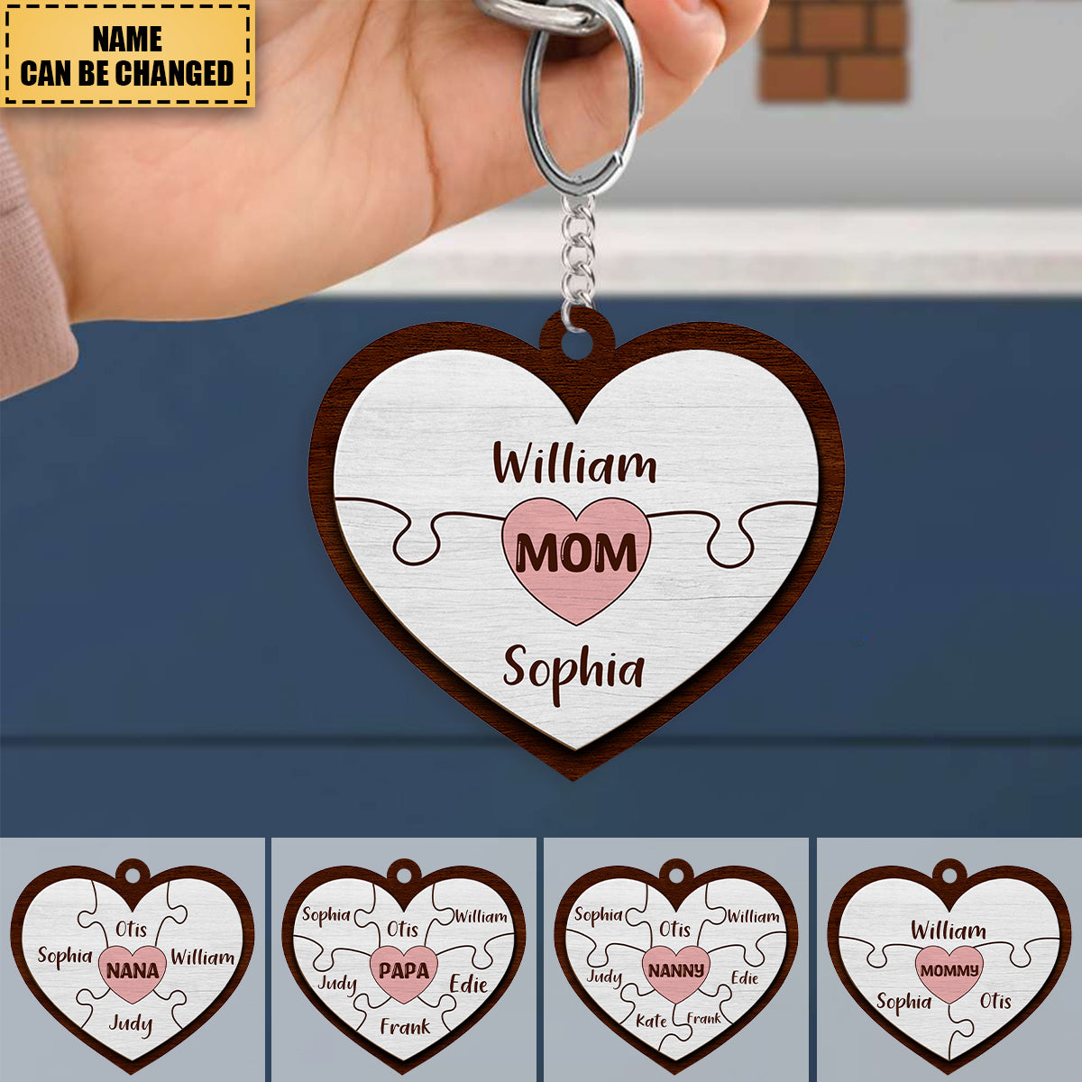 Personalized Custom Heart Acrylic Keychain For Family