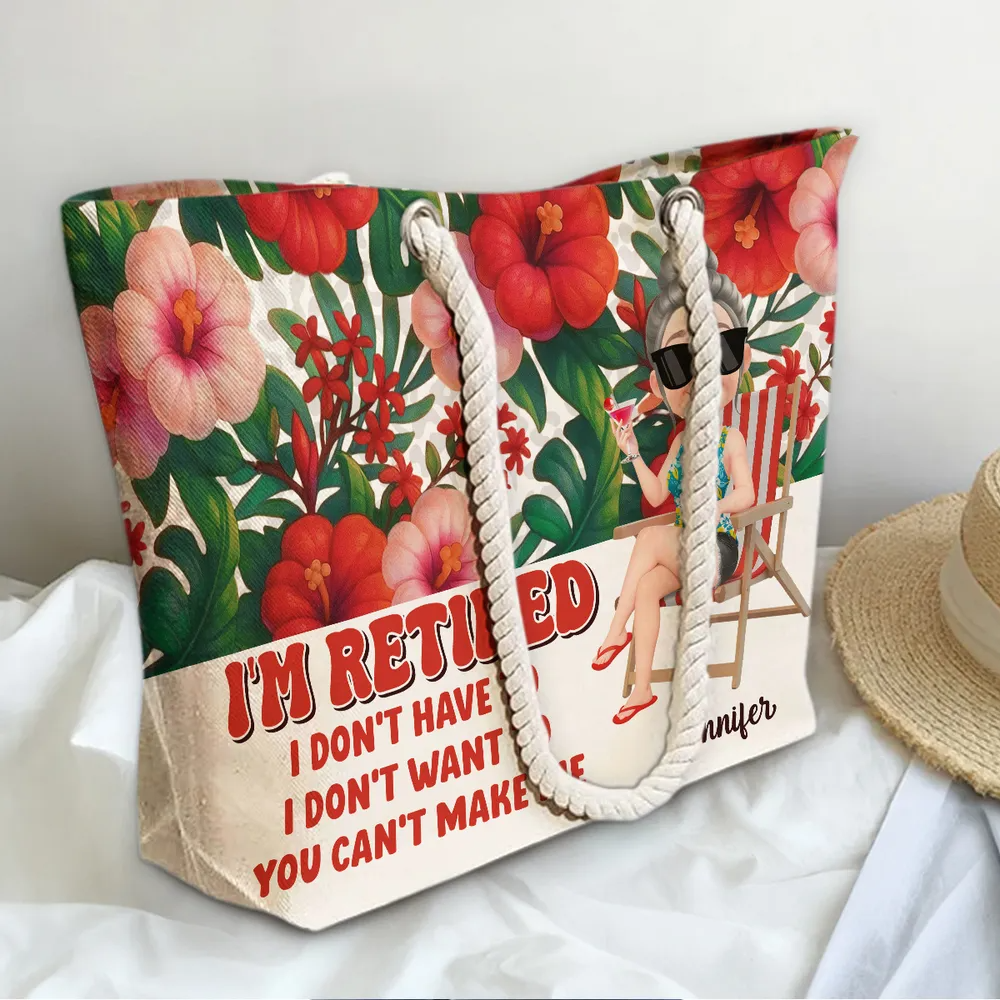I Am Retired - Personalized Beach Bag For Relaxation & Fun