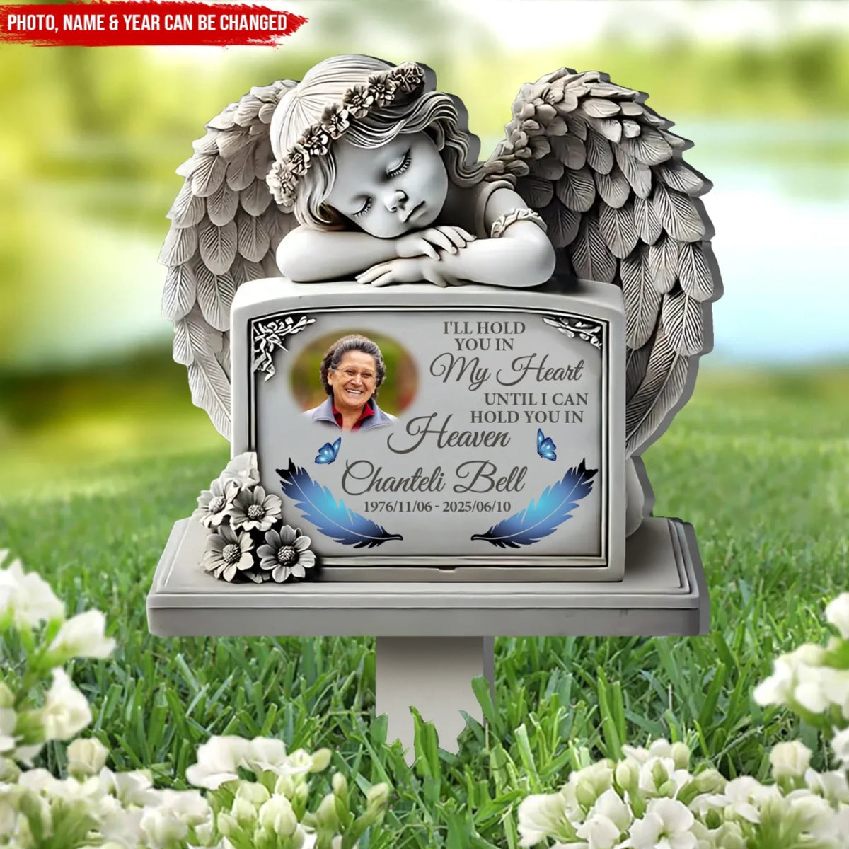 I'll Hold You In My Heart Until I Can Hold You In Heaven - Memorial Personalized Garden Plaque Stake