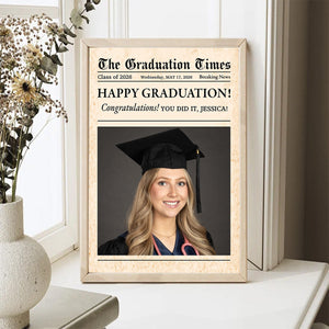 Graduation 2026 - Personalized Graduation Newspaper Cover Canvas for Him or Her