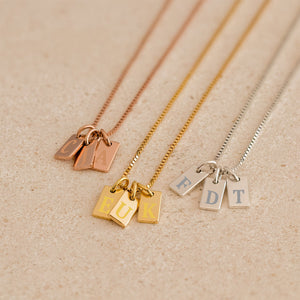 Personalized Dainty Initial Tag Engraved Letter Pendant Necklace