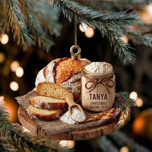 Personalized Name Baking Christmas Ornament Custom Acrylic Bread Flour Jar Holiday Tree Decoration