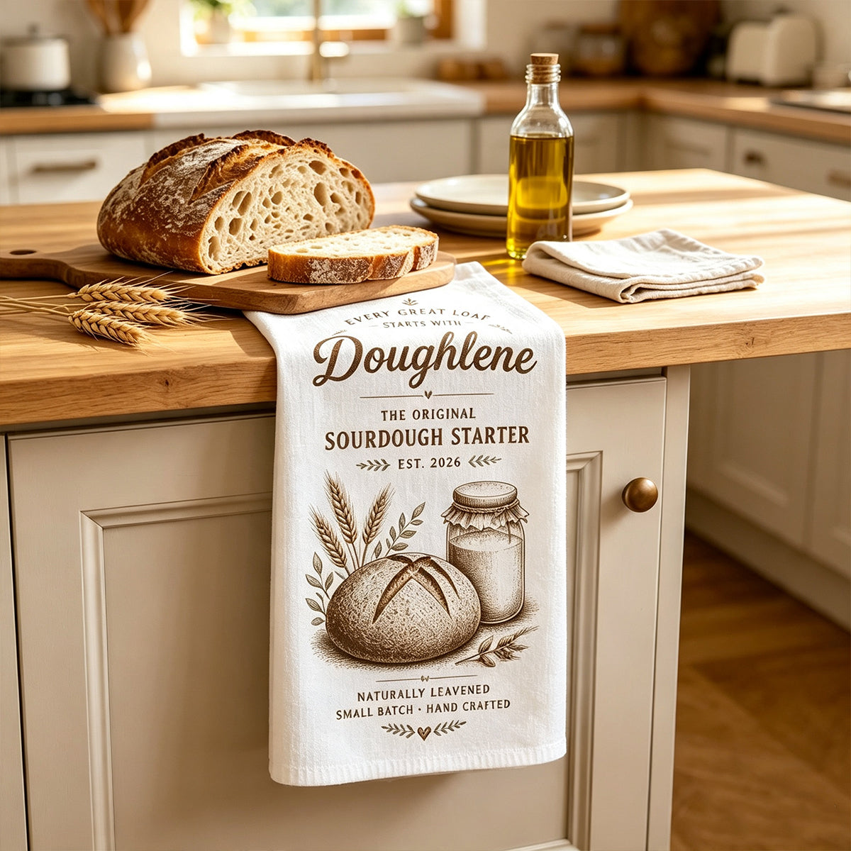 Custom Personalized Sourdough Starter Kitchen Towel – Funny Baking Gift For Bread Lovers