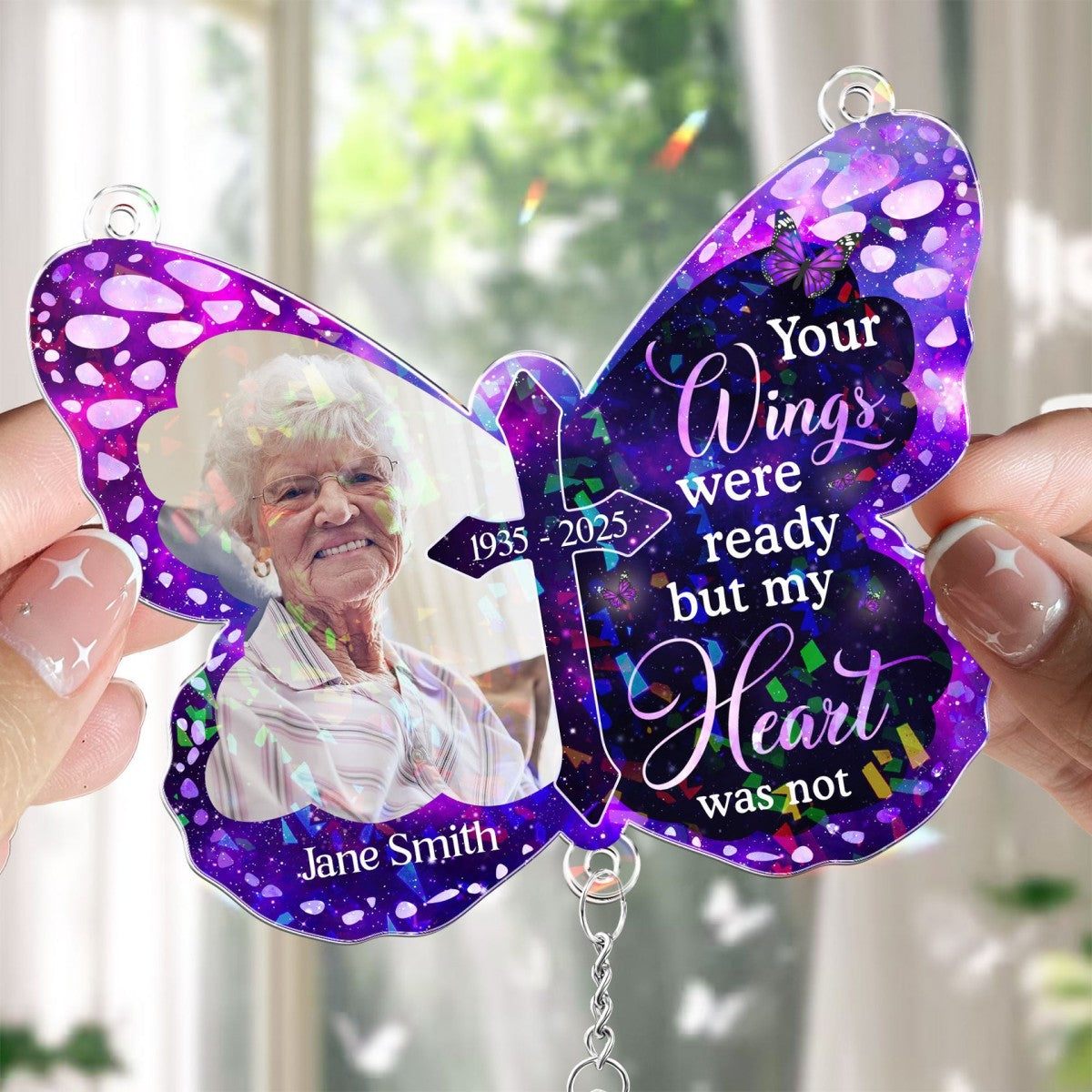 Your Wings Ready Personalized Acrylic Window Hanging Suncatcher Ornament With Crystal Ball Prism