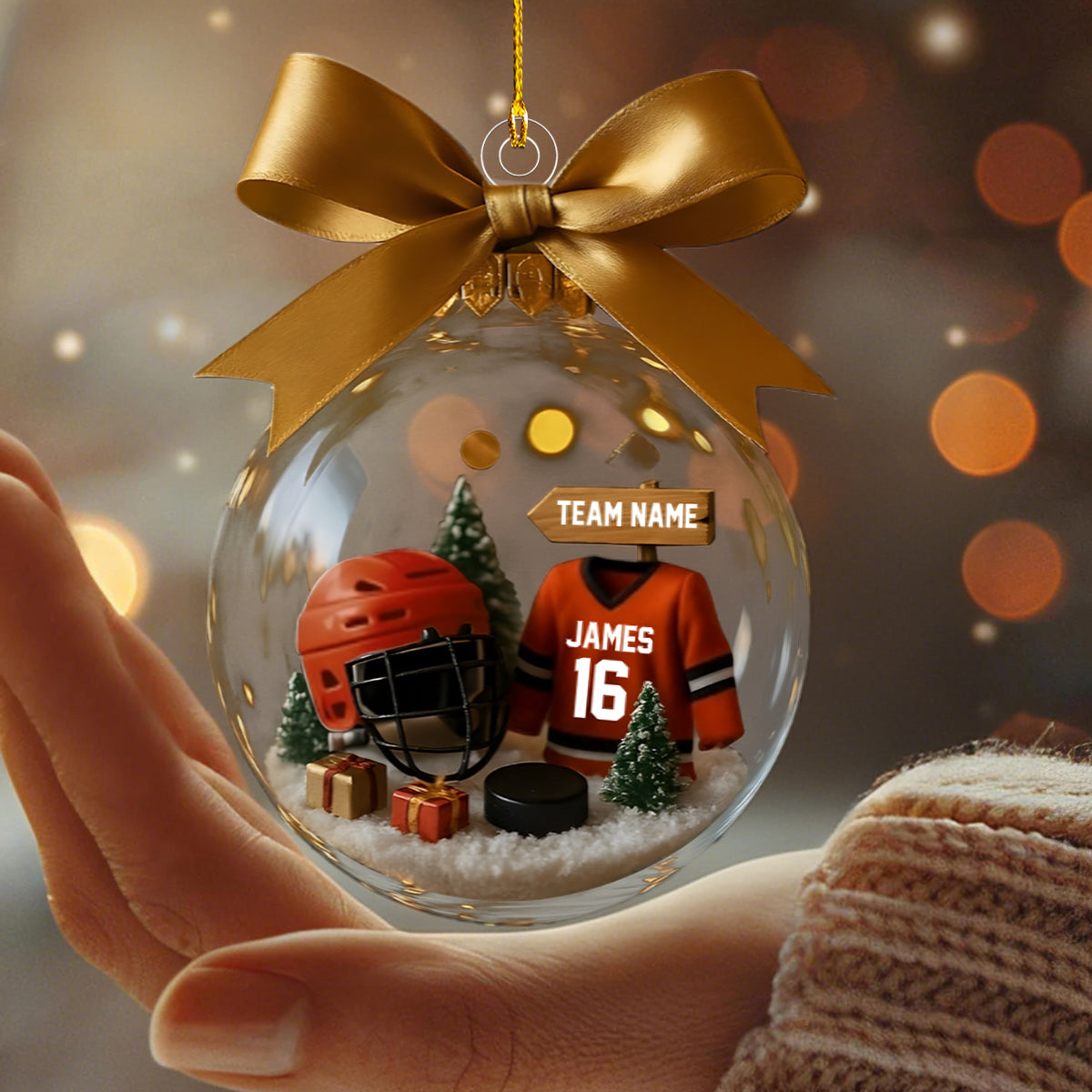 Personalized Hockey Transparent Ornament Gift for Hockey Lover
