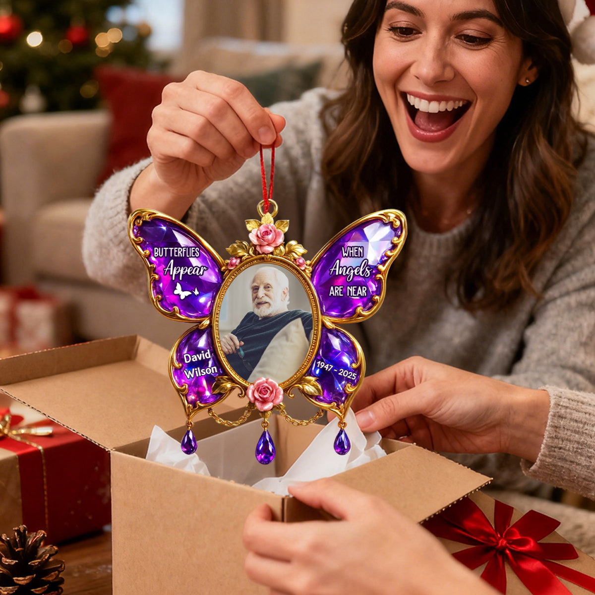 Butterflies Appear When Angels Are Near Memorial Personalized Acrylic Ornament