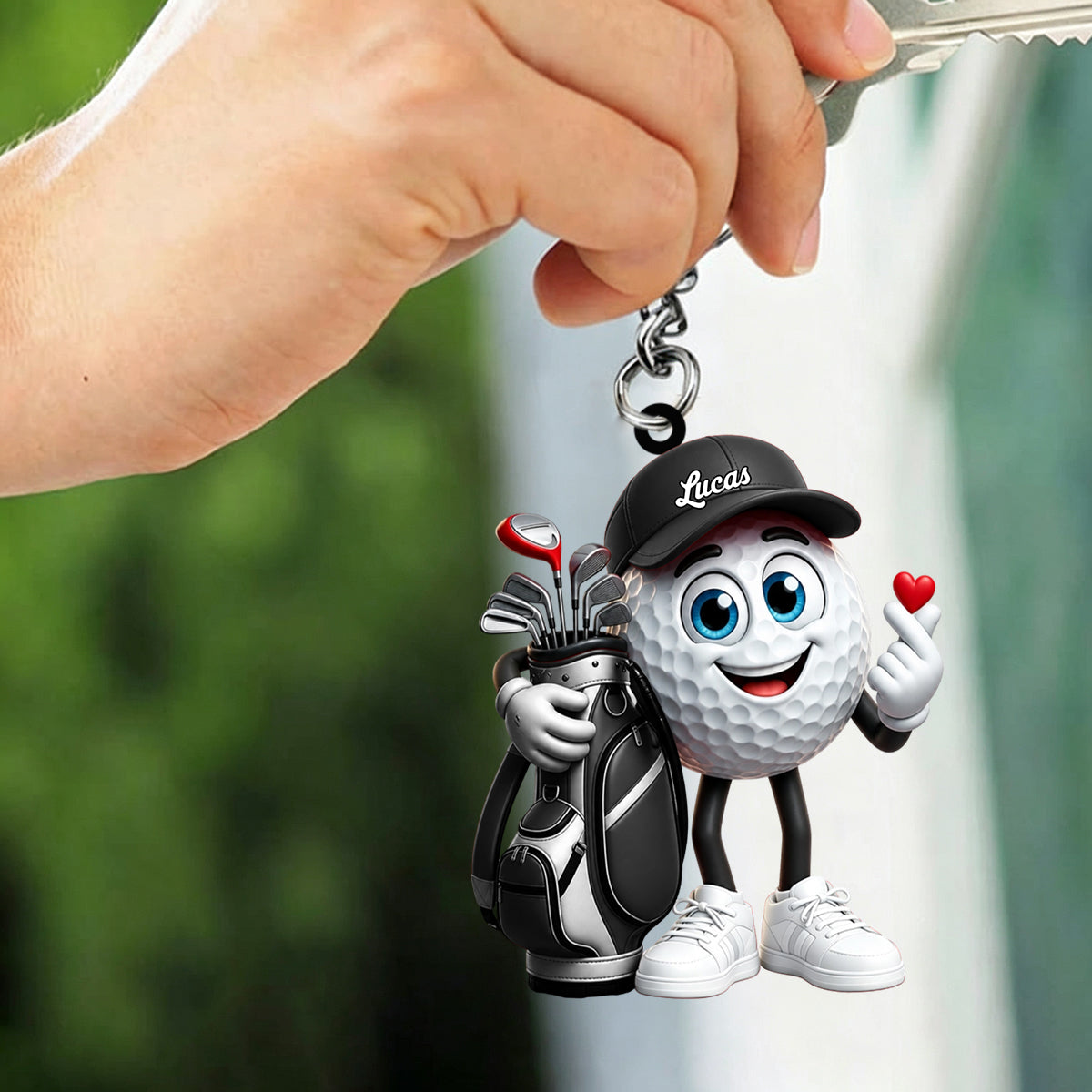 Sending You Golf Love Cute Personalized Golf Ball Mascot Keychain Gift for Male & Female Golfer