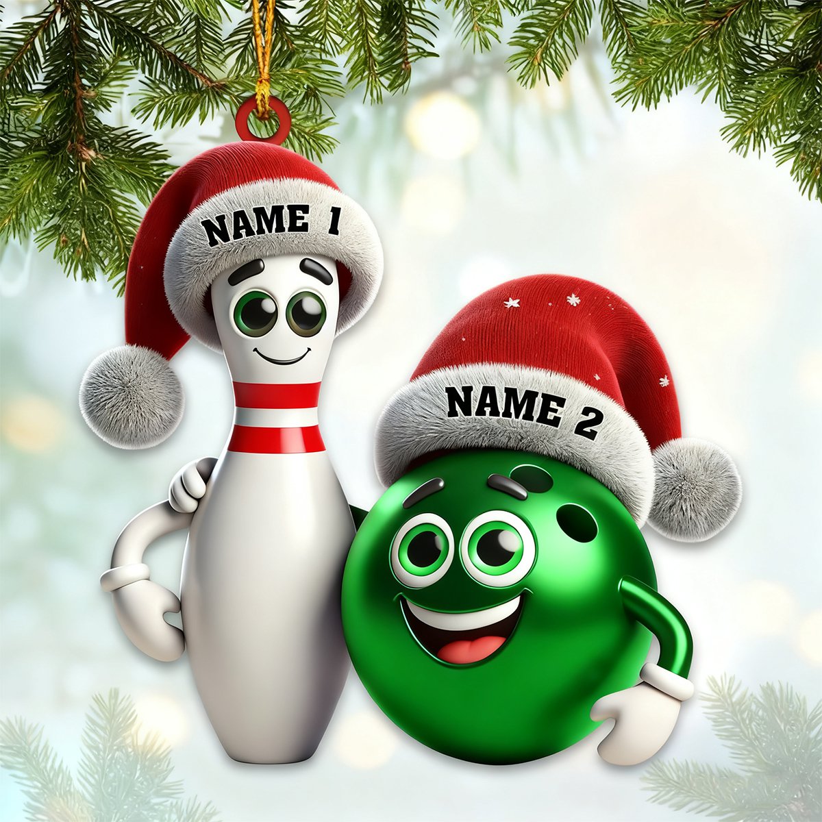 Custom Name Bowling Personalized Acrylic Ornament Bowling Christmas Gift Decoration