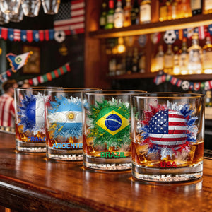 Personalized 2026 Soccer Country Whiskey Glass |Game Day Drinks For Every Football Fan
