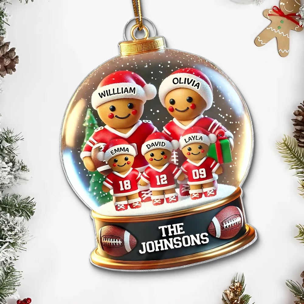 Personalized Globular Acrylic Christmas Ornament, Football Family Sport Lover