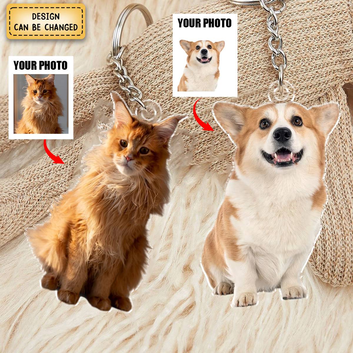 Custom Photo Happiness Is A Warm Puppy - Dog & Cat Personalized Keychain, Gift For Pet Owners, Pet Lovers