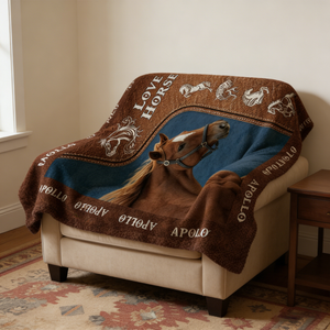 Upload Image Love Horse Blanket - Personalized Gift for Horse Lover