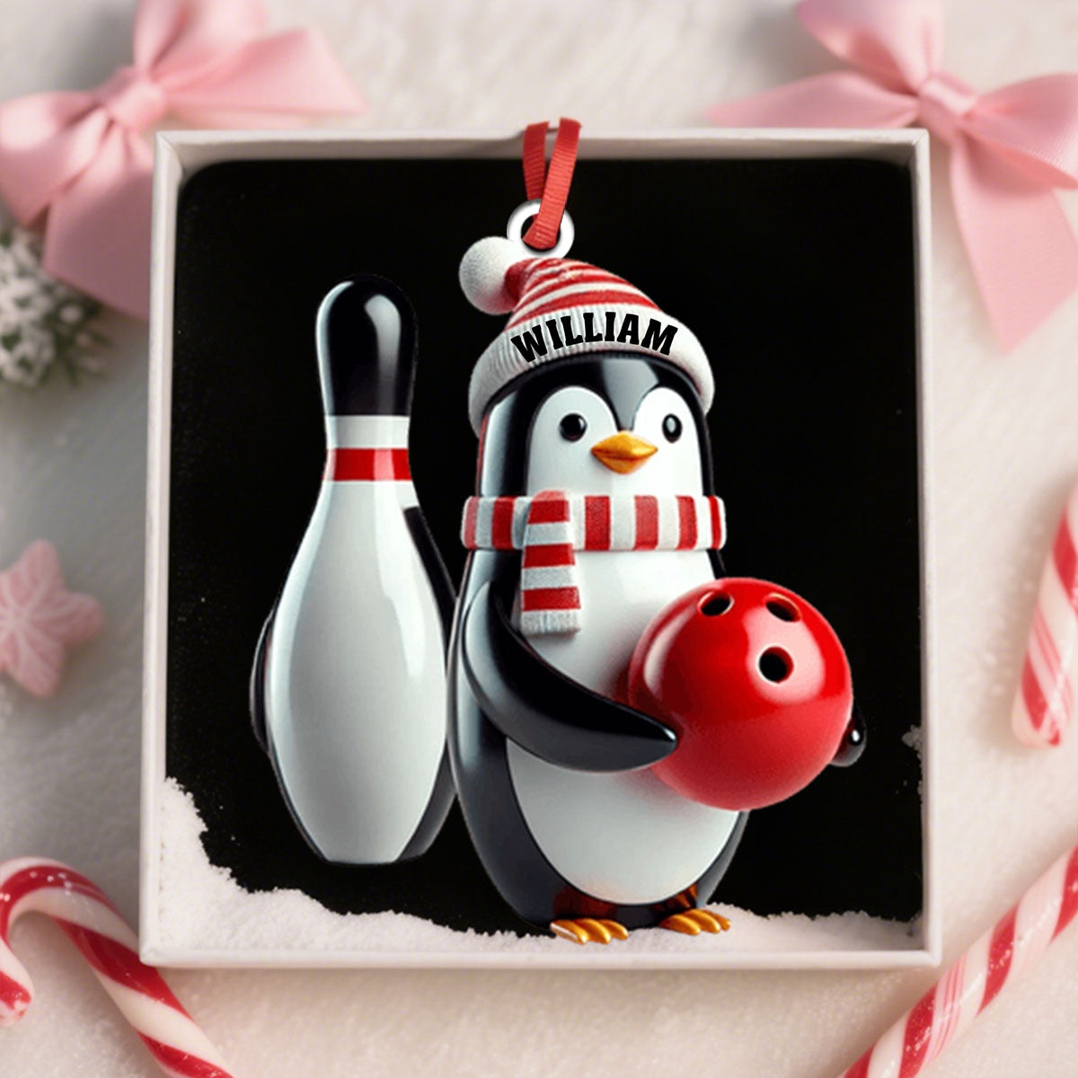 Personalized Custom Name Bowling Ornament, Bowling Lover Christmas Gift