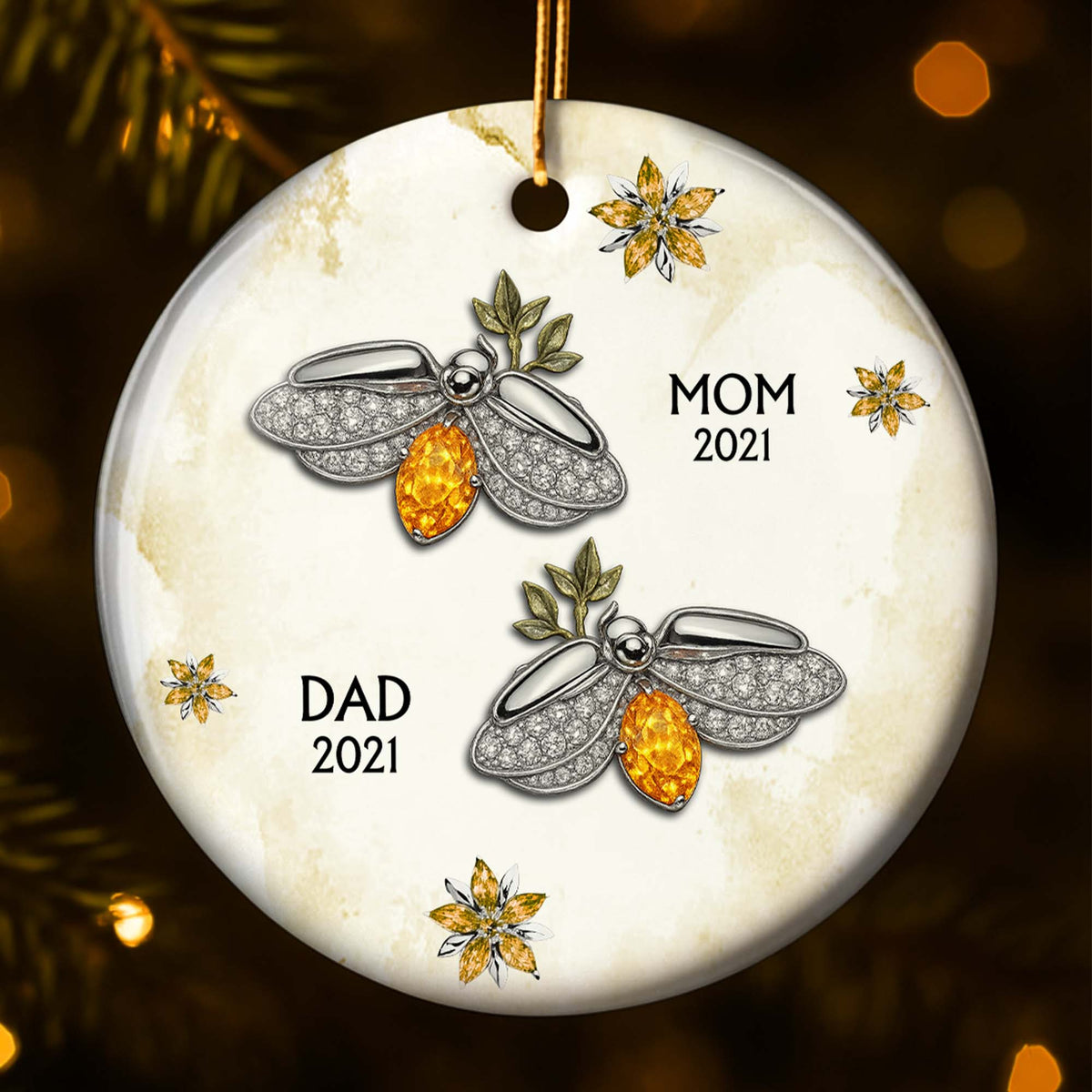 The Love And Memories With Birds And Flowers - Personalized Ceramic Ornament Gift For Family Members