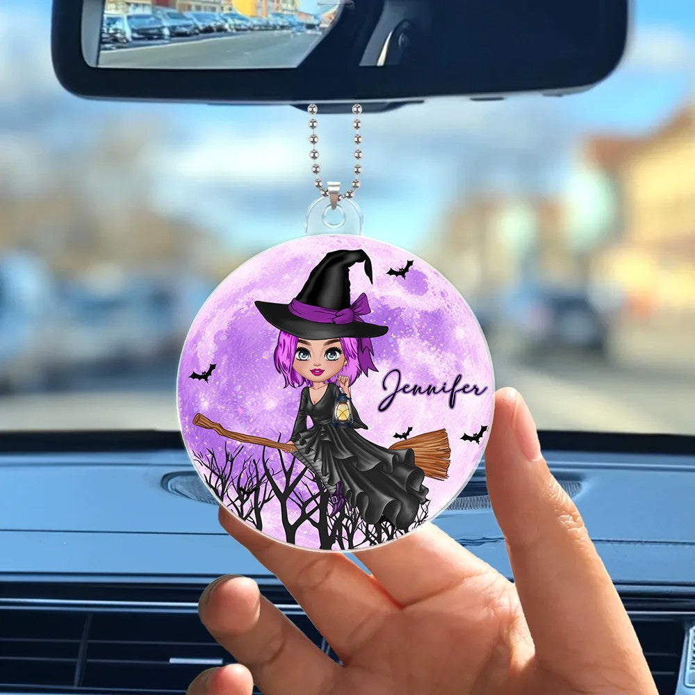 Witch Hat Cartoon Moon Character - Personalized Acrylic Ornament Gift for Women