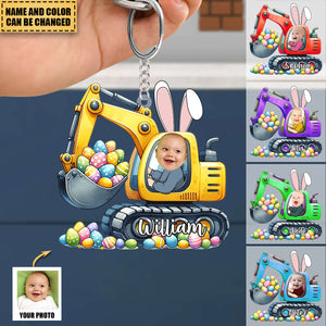 Personalized Easter Excavator For Kids Custom Acrylic Keychain