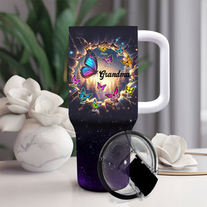 Personalized Hole In A Wall Grandma With Butterfly Kids Tumbler