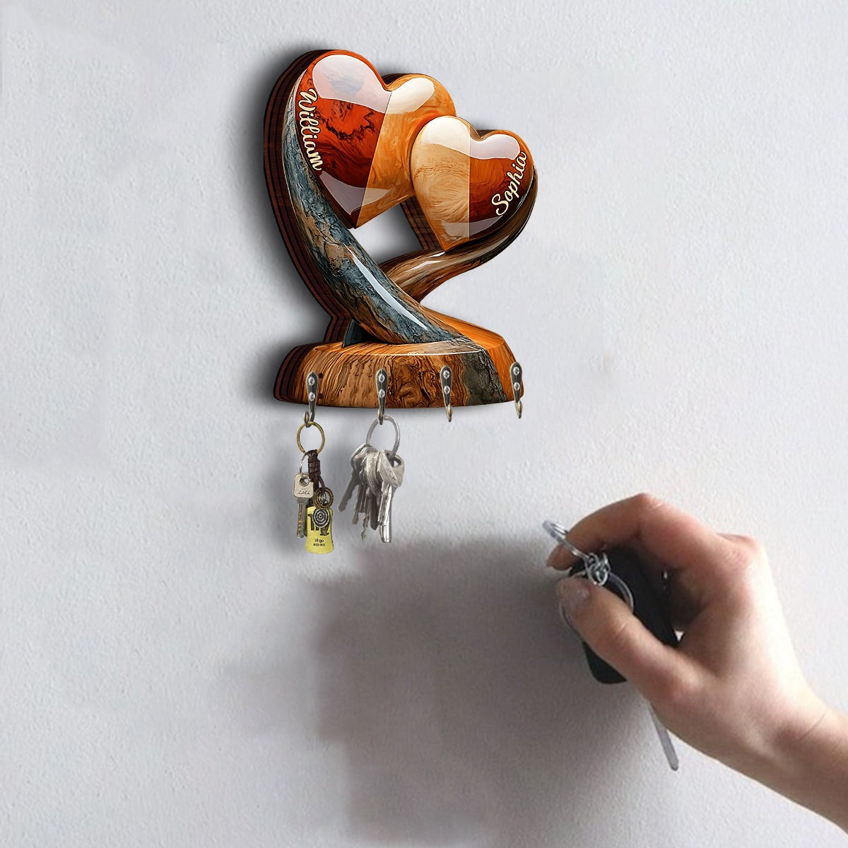 Home Sweet Home - Personalized Couple Custom Shaped Key Rack With Custom Names