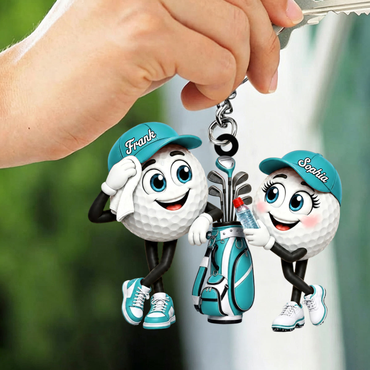 Golf Ball Couple Mascot Personalized Golf Ball Mascot Keychain Gift for Golf Lovers