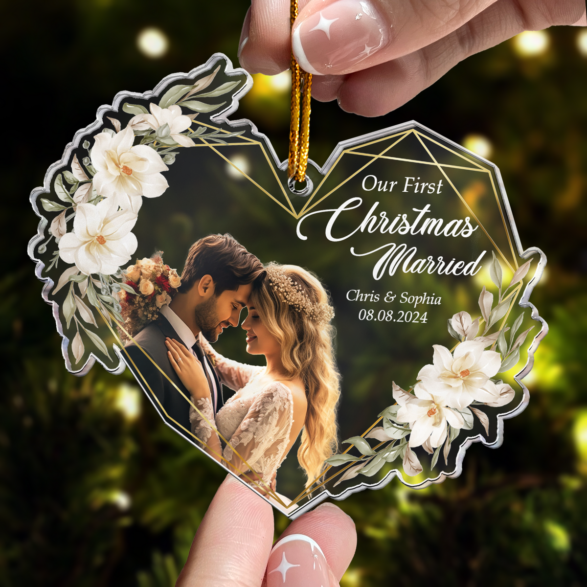 Our First Christmas Married As Mr & Mrs Custom Photo Personalized Acrylic Ornament