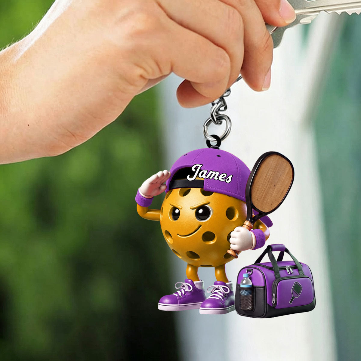 Salute Pickleball Ball Mascot Keychain Personalized Cute Gift For Pickleball Lovers