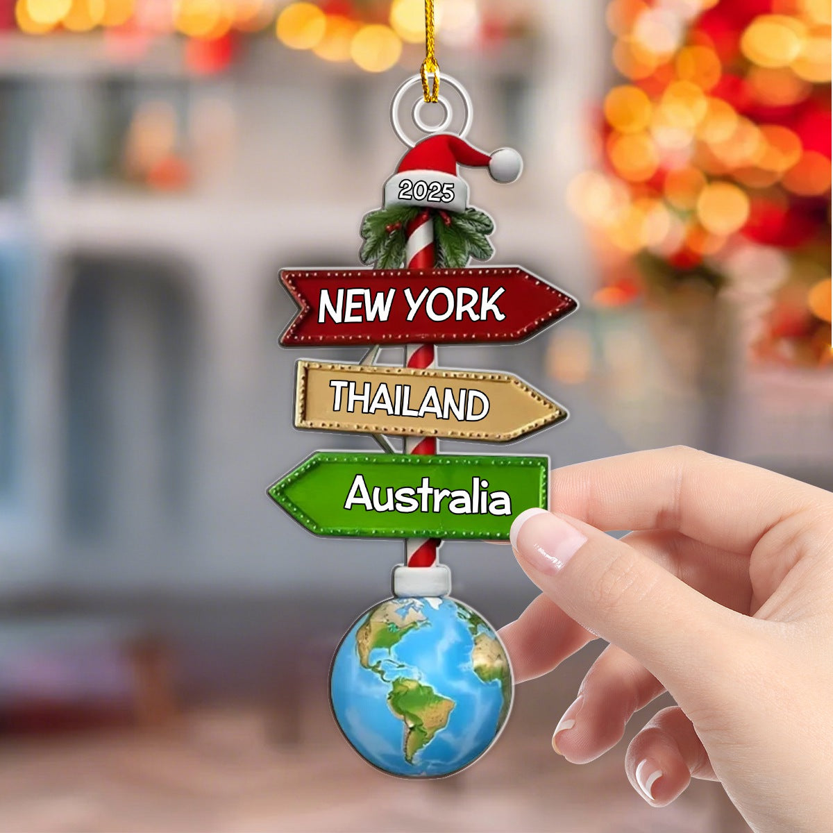 Travel Adventure Destinations Of 2025 Personalized Acrylic Ornament, Gift For Travel Enthusiasts