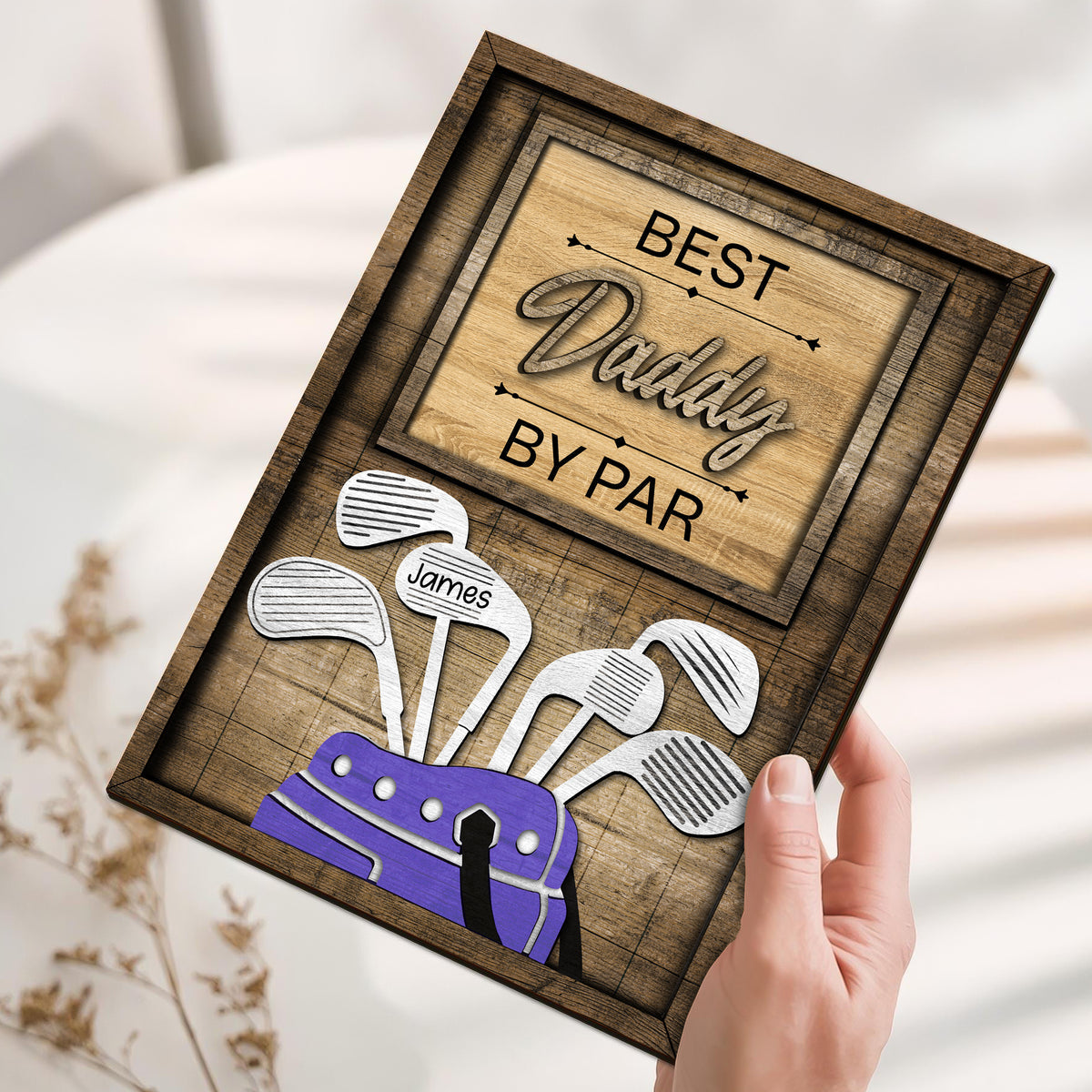 Dad Or Grandpa Golf Best Dad By Par Family - Personalized  2-Layered Wooden Plaque