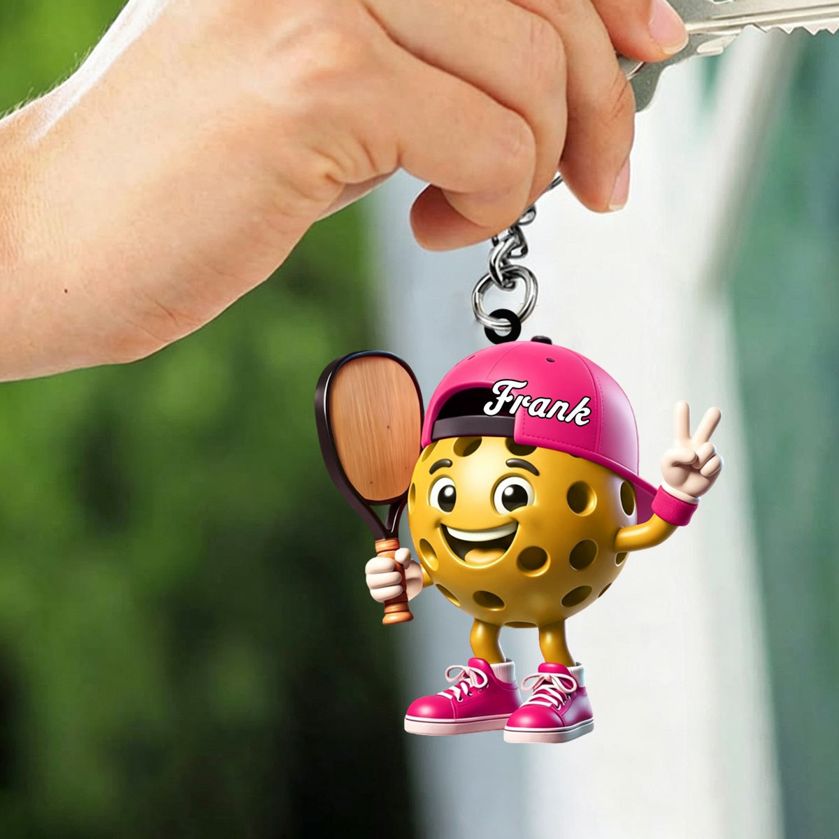Victory Gesture Personalized Cute Pickleball Mascot Keychain Gift For Pickleball Lovers
