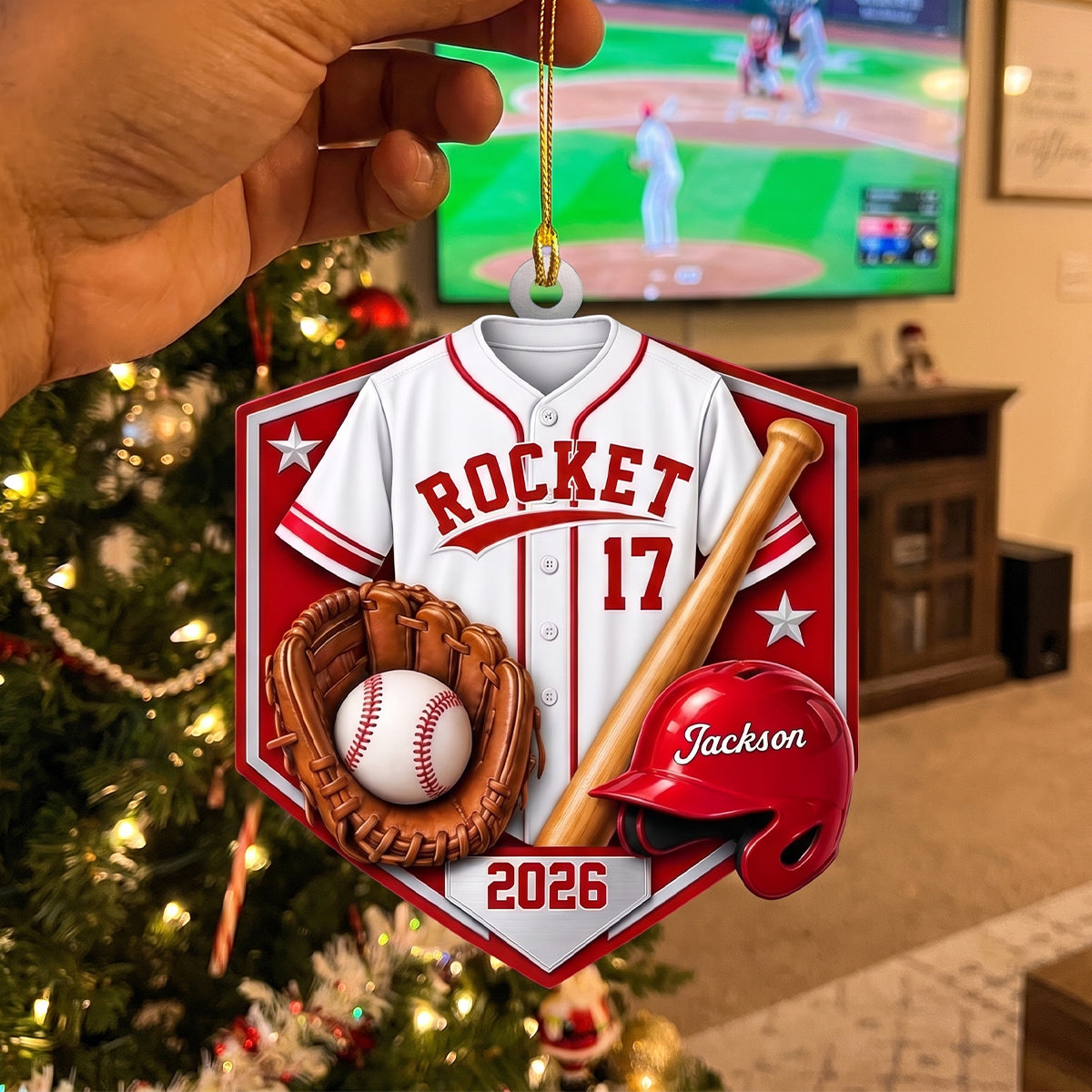 Personalized Baseball Player Acrylic Ornament | Custom Name, Team Name, Jersey Number & Color | Gift For Players, Coaches & Baseball Fans