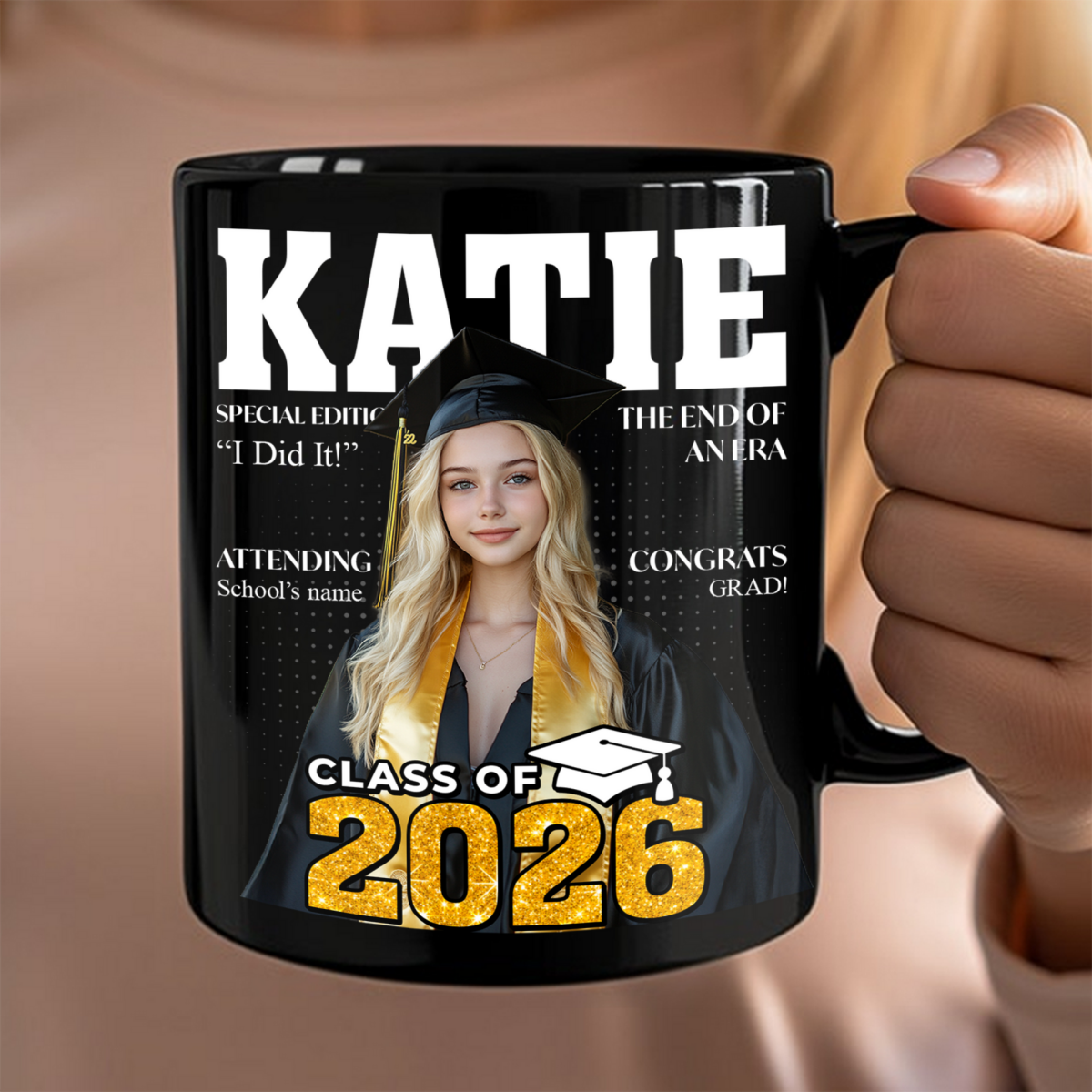 Congratulations Class Of 2026 Magazine Black Mug- Personalized Custom Mug
