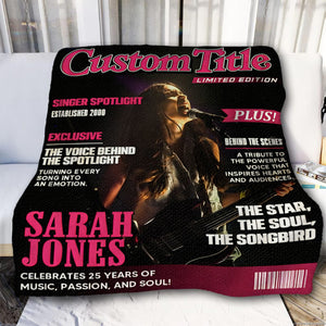 Personalized Singer Magazine Cover Blanket,  Singer Gift, Cool Gift For Music Lover, Karaoke Gift