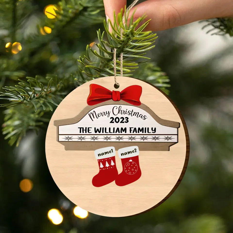 Merry Christmas Socks Family - Christmas Gift For Family - Personalized Acrylic Ornament