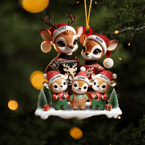 Deer Family Decor Personalized Christmas Ornament