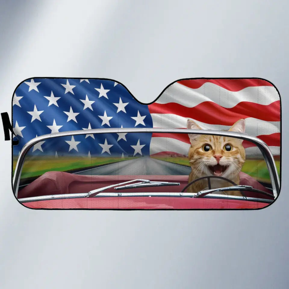 Personalized Dog & Cat  Auto Windshield Sunshade, Car Window Protector - Gift For Pet Lovers