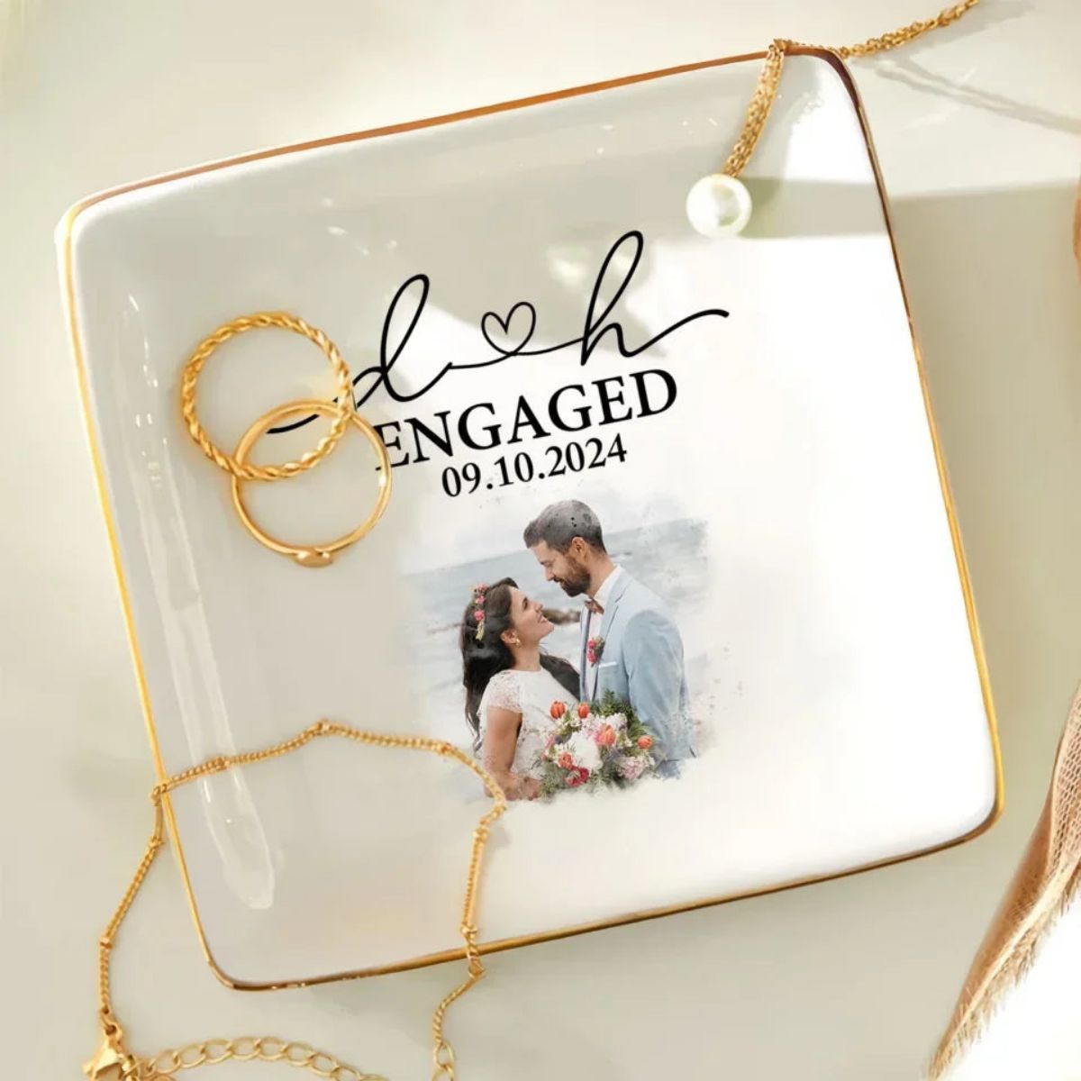 Couple Engagement - Personalized Jewelry Dish