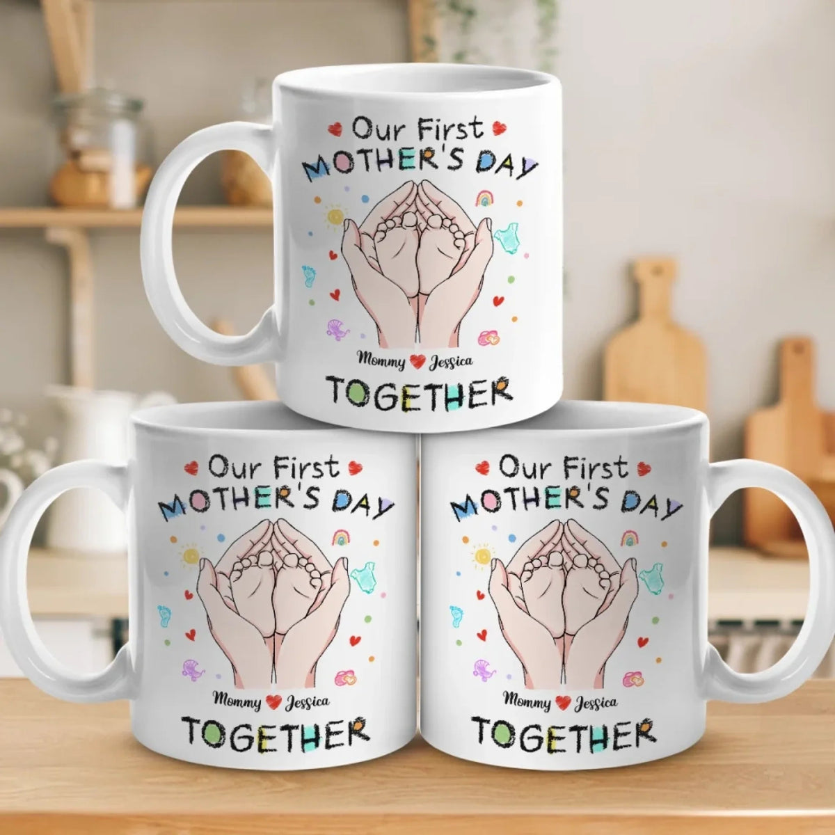Tiny Toes, Big Love - Family Personalized Custom Mug - Mother's Day Gift, Gift For First Mom