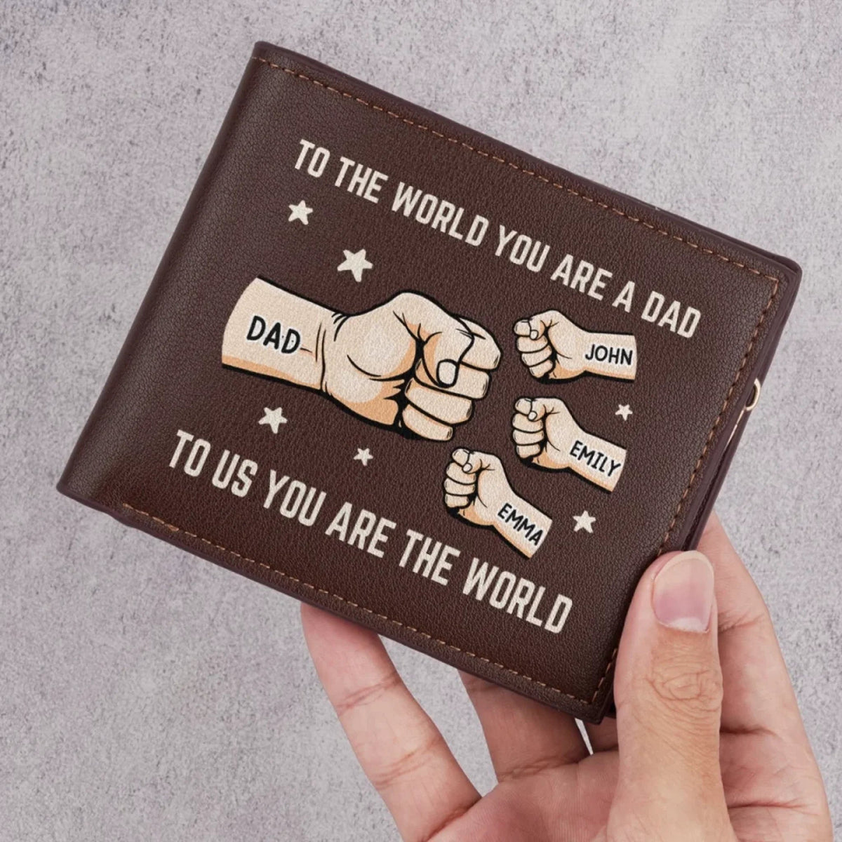 You’re My World, My Heart - Family Personalized Double-Sided Printed Leather Wallet - Father's Day, Gift For Dad, Grandpa