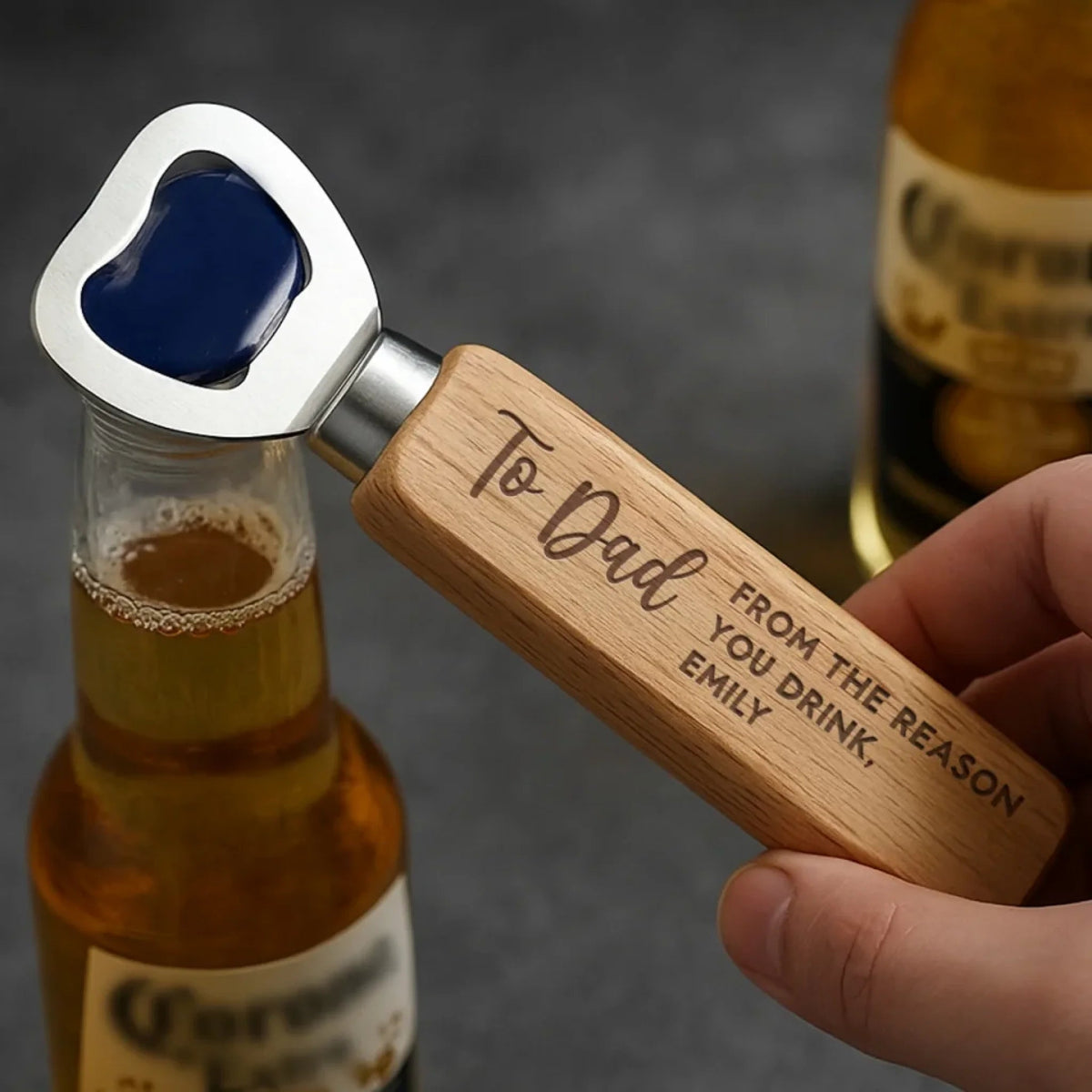 From The Reasons You Drink - Personalized Wooden Bottle Opener Gift For Dad, Grandpa, Father's Day