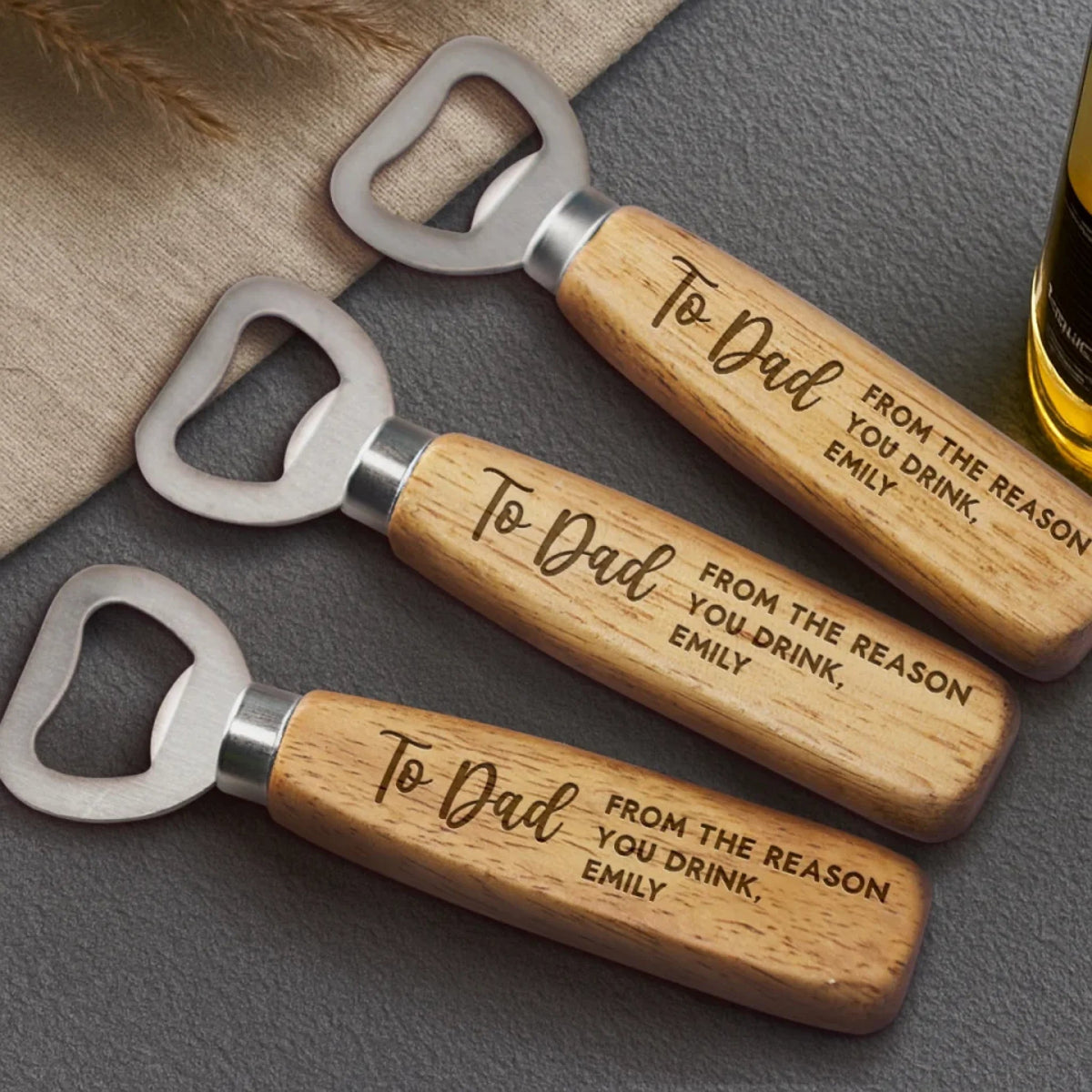 From The Reasons You Drink - Personalized Wooden Bottle Opener Gift For Dad, Grandpa, Father's Day