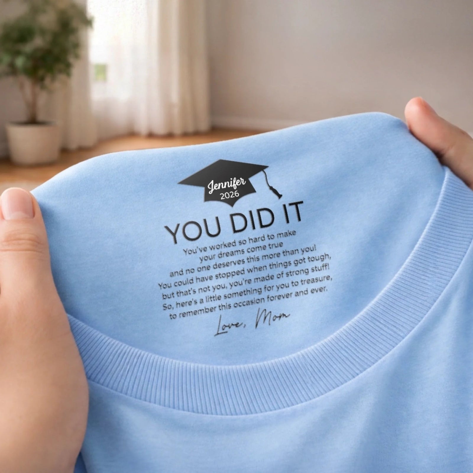 Custom Inside Neck Print T-Shirt - Personalized Graduation Gifts For Him, Her - The Adventure Begins