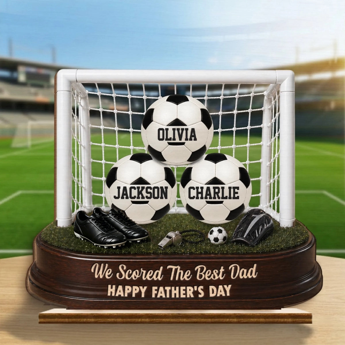 Custom Soccer World Cup Wooden Plaque - Personalized Father's Day Gifts For Dad, Grandpa, Soccer Lovers, Sports Fans, Sports Lovers - Game Day, Dad Day