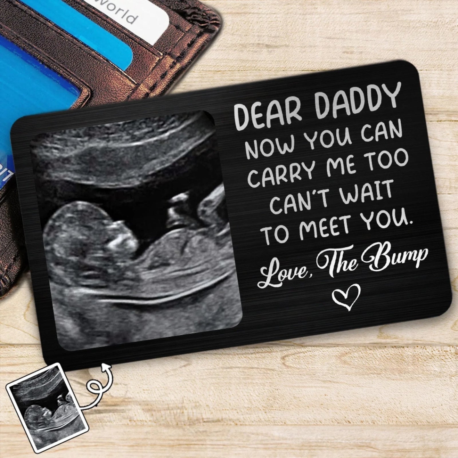 Custom Photo Metal Wallet Card - Personalized Father's Day, Baby Shower, Gender Reveal Gifts For New Dads, Grandpas - From Bump To Bundle Of Joy