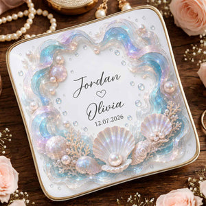 Our Love Is Deeper, Ocean Shell Pearls Personalized Ceramic Jewelry Dish, Gift For Couple