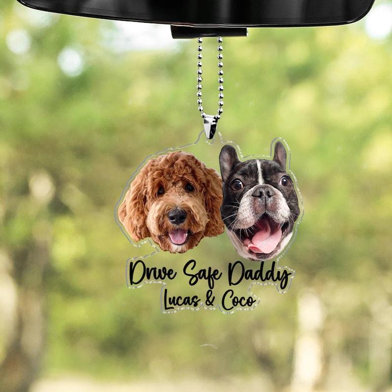 Hanging Dog Photo Personalized Acrylic Car Ornament Gift For Pet Lovers