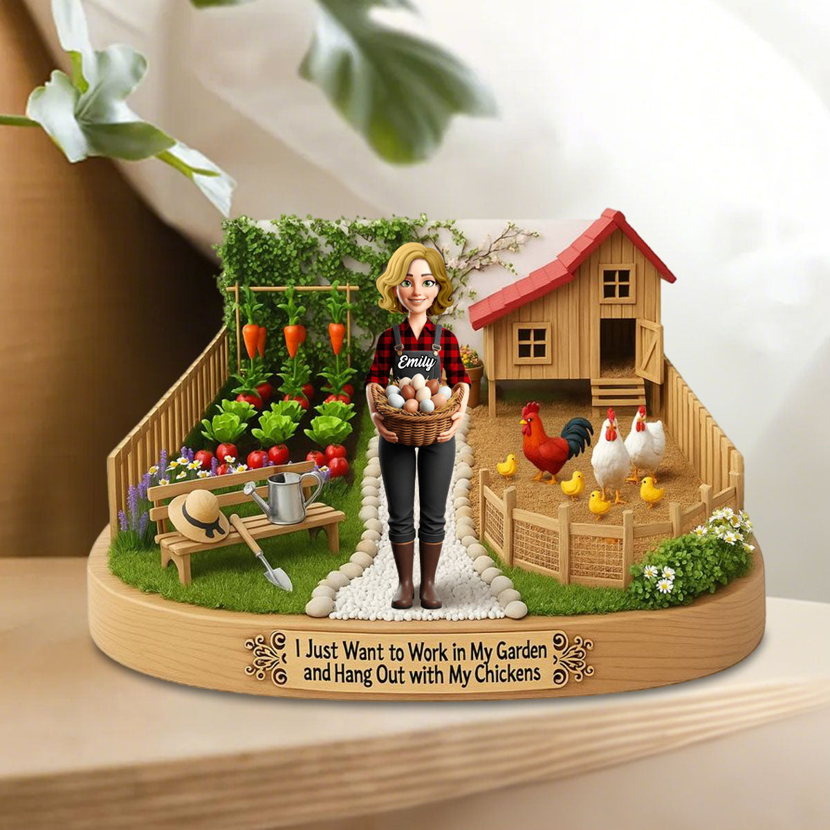 I Just Want to Work in My Garden Farm Girl - Personalized Acrylic Plaque Gifts For Farmers