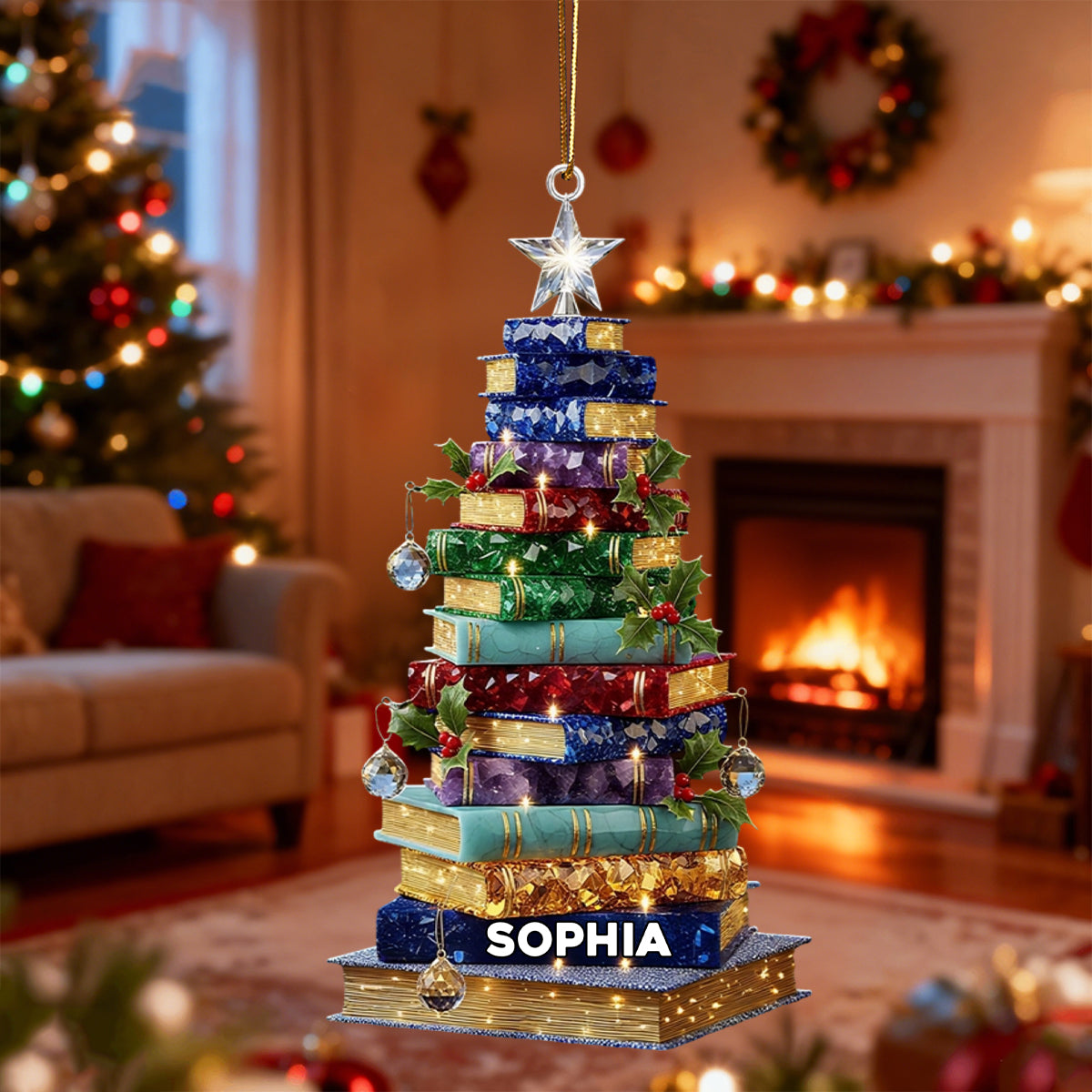 Christmas Book Tree Personalized Ornament